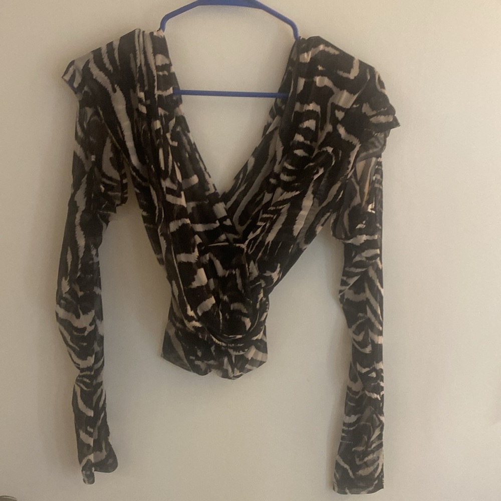 naked wardrobe Black White Zebra Print Mesh Leggings Jumpsuit Set - Picture 4 of 4